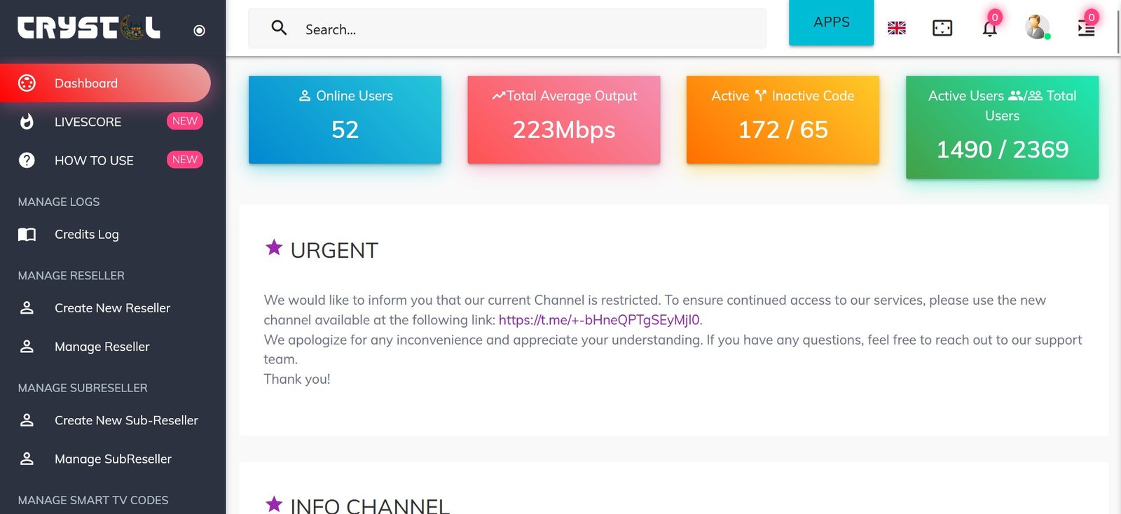 Crystal IPTV Reseller Panel mit umfangreichen Funktionen Crystal IPTV Reseller Panel mit umfangreichen Funktionen
